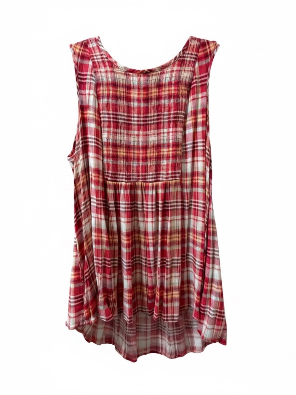 Torrid Size 1 Red Plaid Empire Waist Sleeveless Tank Top